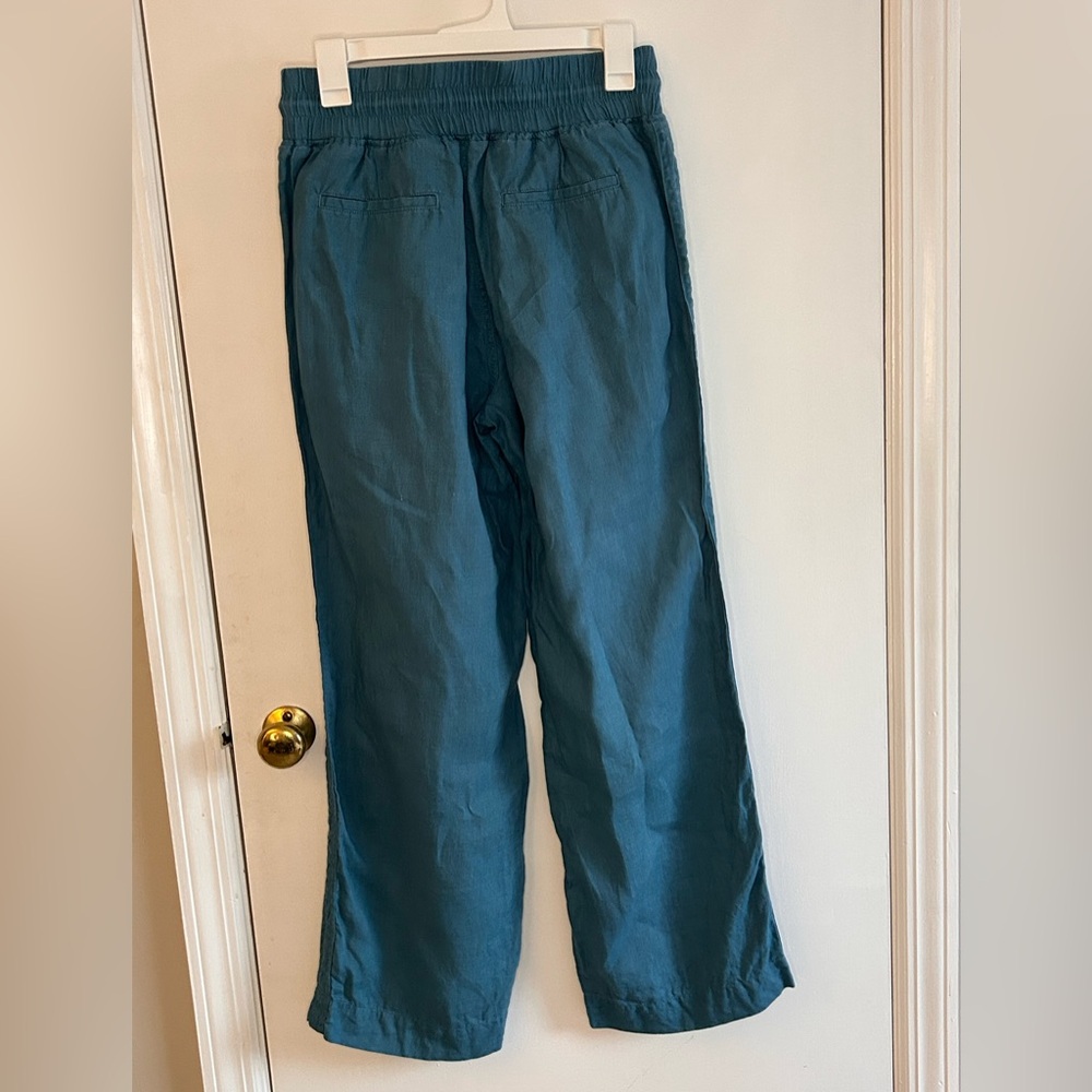 QUNICE TEAL 100% LINEN PULL ON PANTS SIZE SMALL - Picture 7 of 9